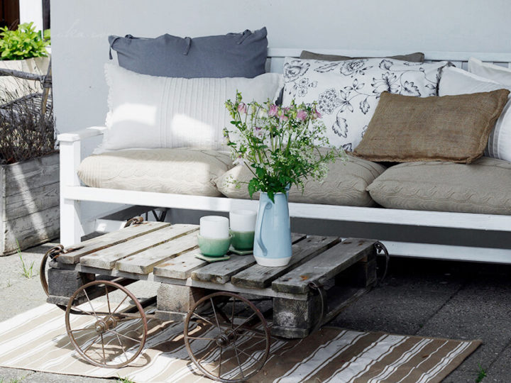 Porch couch revamp with IKEA textiles